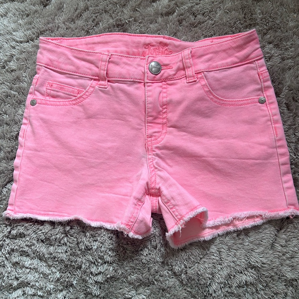 pink kids denim shorts